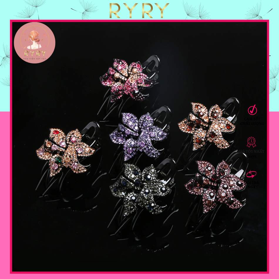 Kẹp Tóc Mỏ Vịt Đuôi Dài Đính Đá Pha Lê Hình Hoa Cổ Điển Nhiều Màu Sắc Thời Trang Cho Nữ