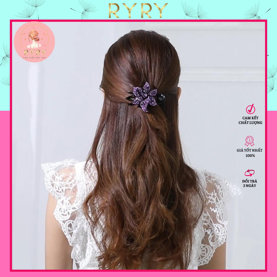 Kẹp Tóc Mỏ Vịt Đuôi Dài Đính Đá Pha Lê Hình Hoa Cổ Điển Nhiều Màu Sắc Thời Trang Cho Nữ