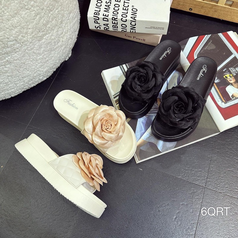 Dép Bánh Mì Đúc Da Chỉ Hoa Trà Siêu Xinh Êm Đẹp