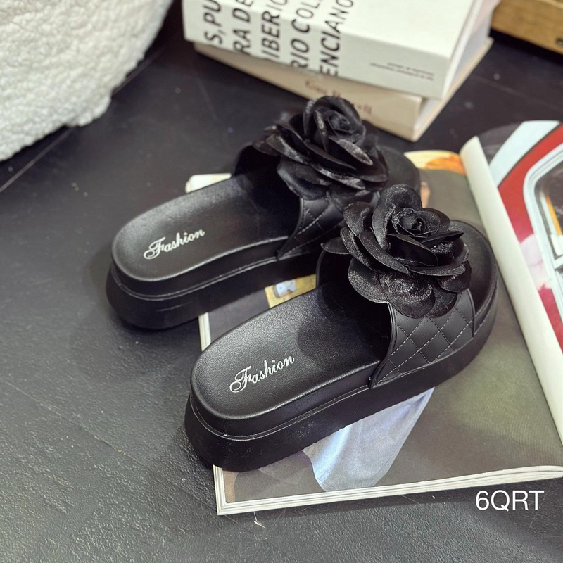 Dép Bánh Mì Đúc Da Chỉ Hoa Trà Siêu Xinh Êm Đẹp