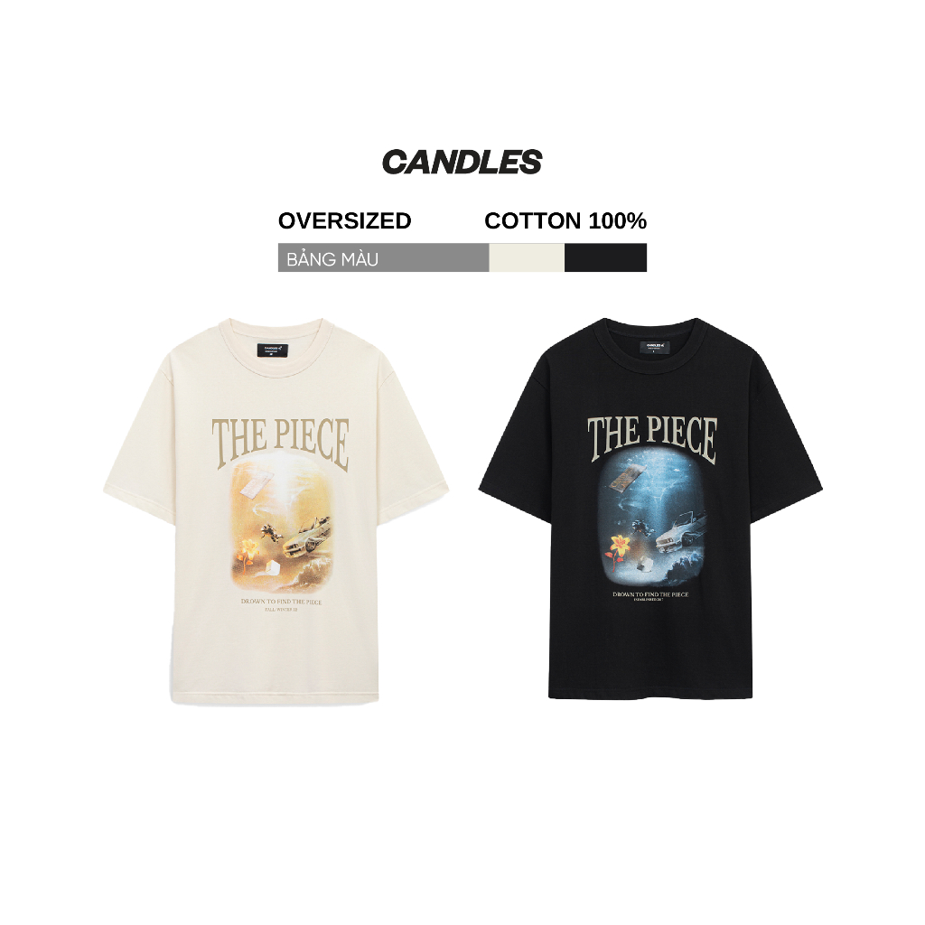 Áo phông nam nữ oversize CANDLES THE PIECE hình in sắc nét cotton 100% 260gsm chính hãng
