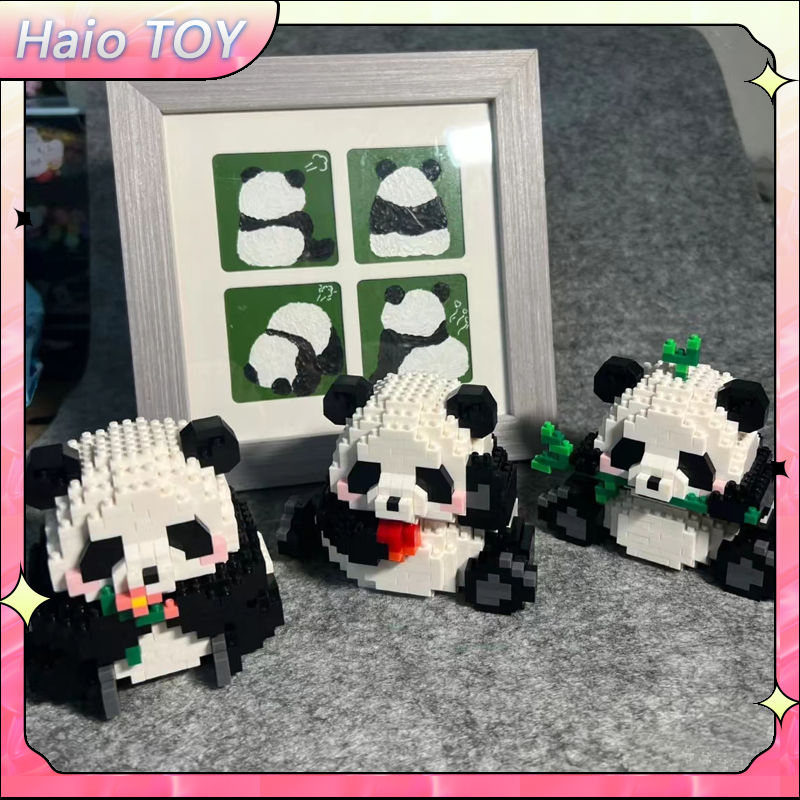 💚COD!!Một bộ ba cách chơi💚Gấu trúc hạt nhỏ lắp ráp khối xây dựng 3D đồ chơi mô hình quà tặng cho trẻ em trai và cô gái