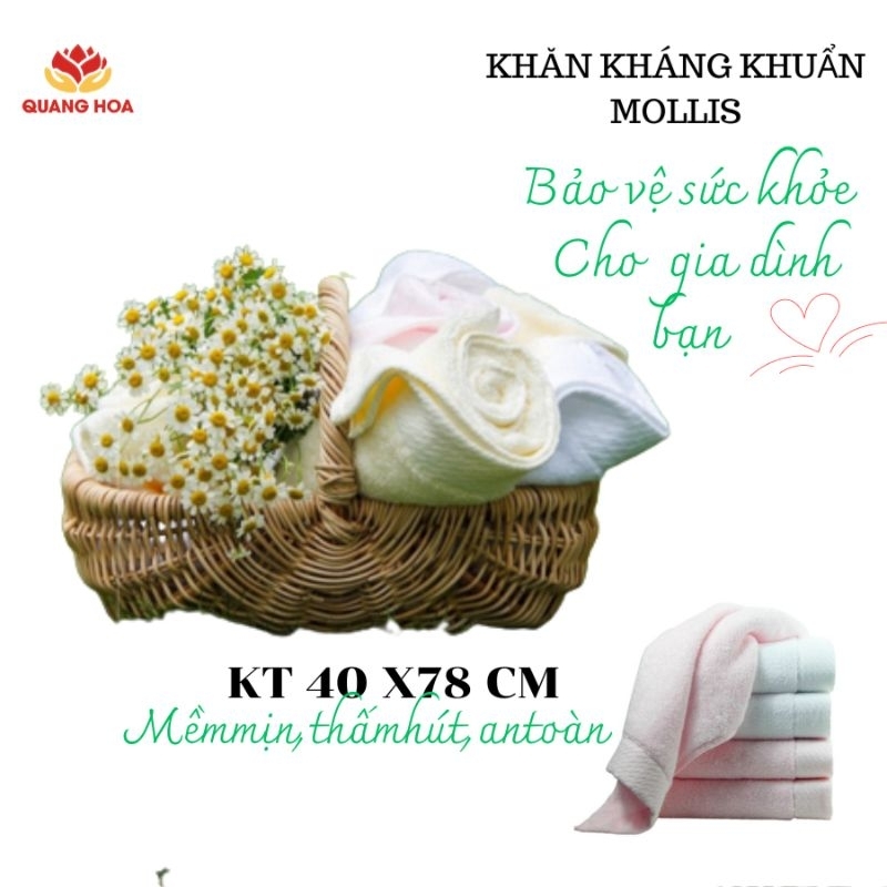 Khăn mặt Mollis Kháng Khuẩn Khăn Mặt Cho Bé FM9Z KT 40 x 78 cm