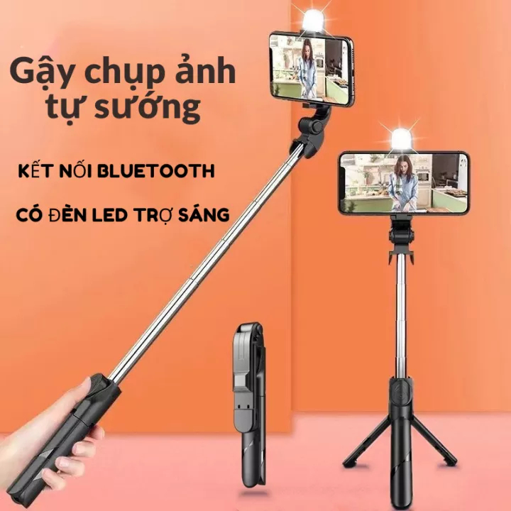 GẬY CHỤP HÌNH TỰ SƯỚNG SELFIE 360 ĐỘ F20 CÓ ĐÈN LED KÈM REMOTE CHỤP HÌNH KIÊM GẬY 3 CHÂN