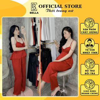 Set đồ ngủ Bella.boutique0202 - Bộ ngủ nữ hai dây sexy hở lưng quần dài mặc nhà vải lụa satin mềm mịn mát