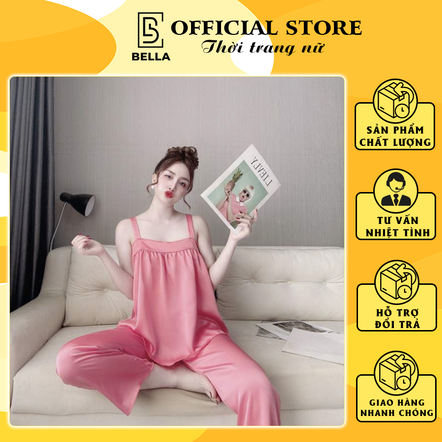 đồ bộ dài Bella.boutique0202 nữ, bộ dài mặc nhà, đồ bộ dây bảng quần dài chất satin