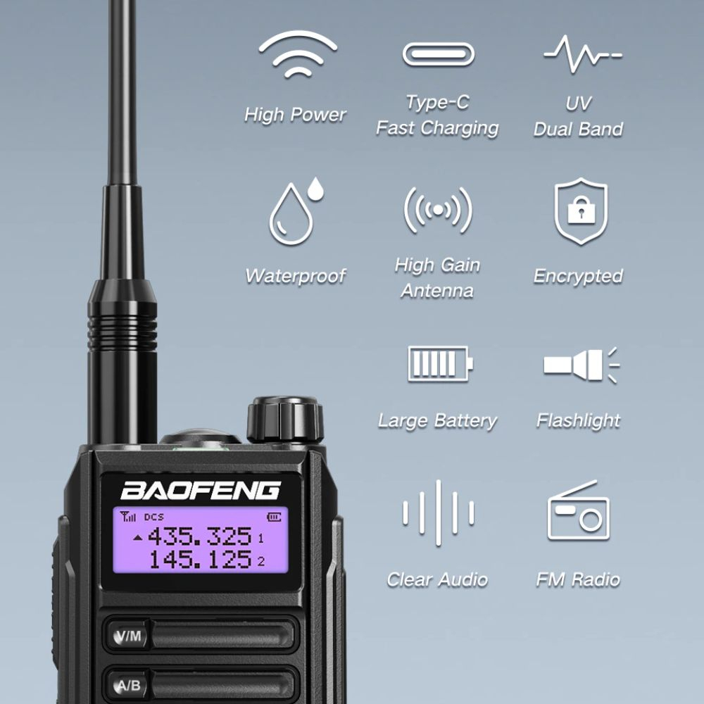 Bộ Đàm Hai Chiều Chống Thấm Nước IP68 2022 Baofeng UV-16R Pro phạm vi kết nối tối đa 10 km - BH 12 tháng