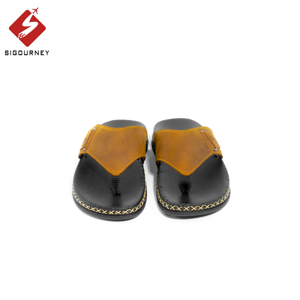 Dép Xỏ Ngón Nam Da Bò Sáp SIGOURNEY DN114 Dép Kẹp Đế Khâu Chắc Chắn Bảo Hành 18 Tháng