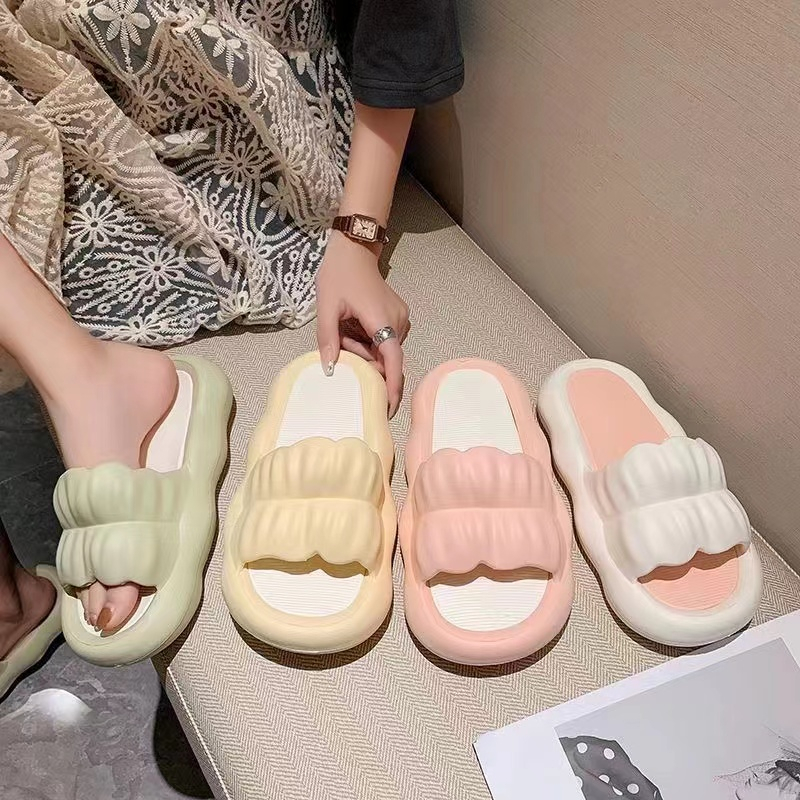 Dép quai ngang nhúm đế bánh mỳ thời trang êm chân giá rẻ 1B04
