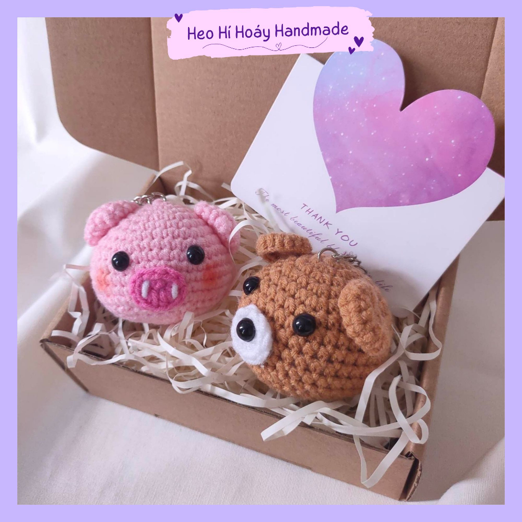 Móc Khóa Cặp Đôi Heo Và Gấu, Handmade by Heo Hí Hoáy