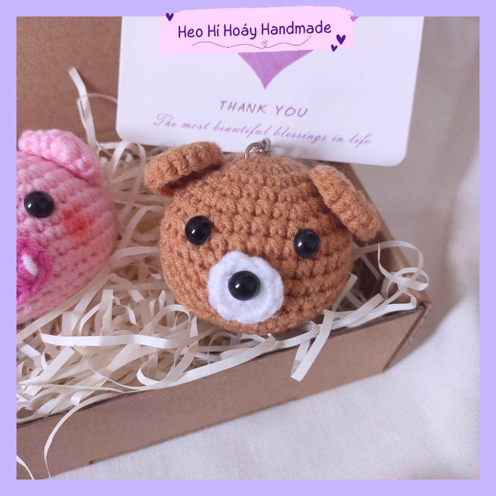 Móc Khóa Cặp Đôi Heo Và Gấu, Handmade by Heo Hí Hoáy