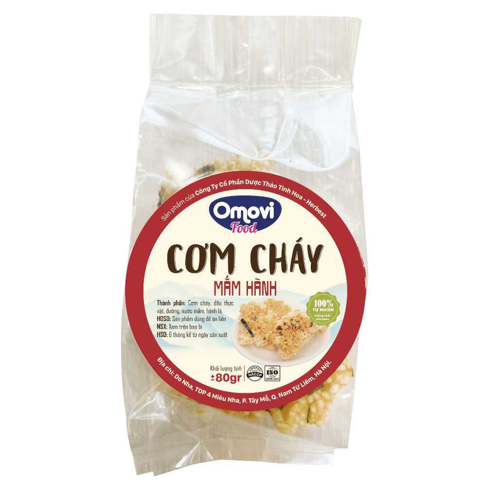 Cơm cháy mắm hành Omovi 80g công thức truyền thống đặc sản Hà Nội xưa