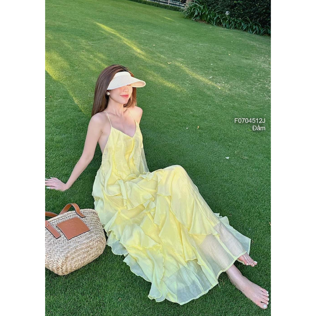 Đầm maxi 2 dây đan chéo lưng có cúp ngực
