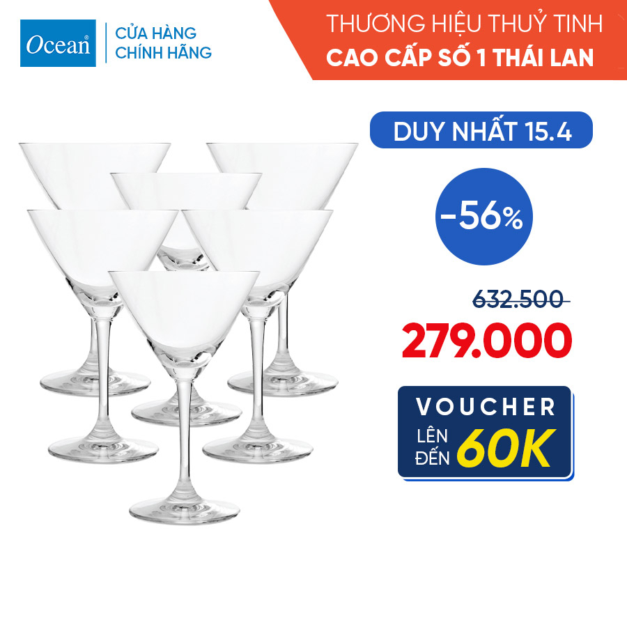 Bộ 6 ly rượu thủy tinh Ocean Lexington cocktail 205ml
