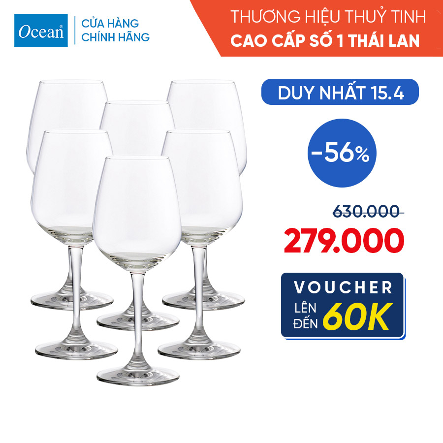 Bộ 6 ly rượu thủy tinh Ocean Lexington red wine 315ml