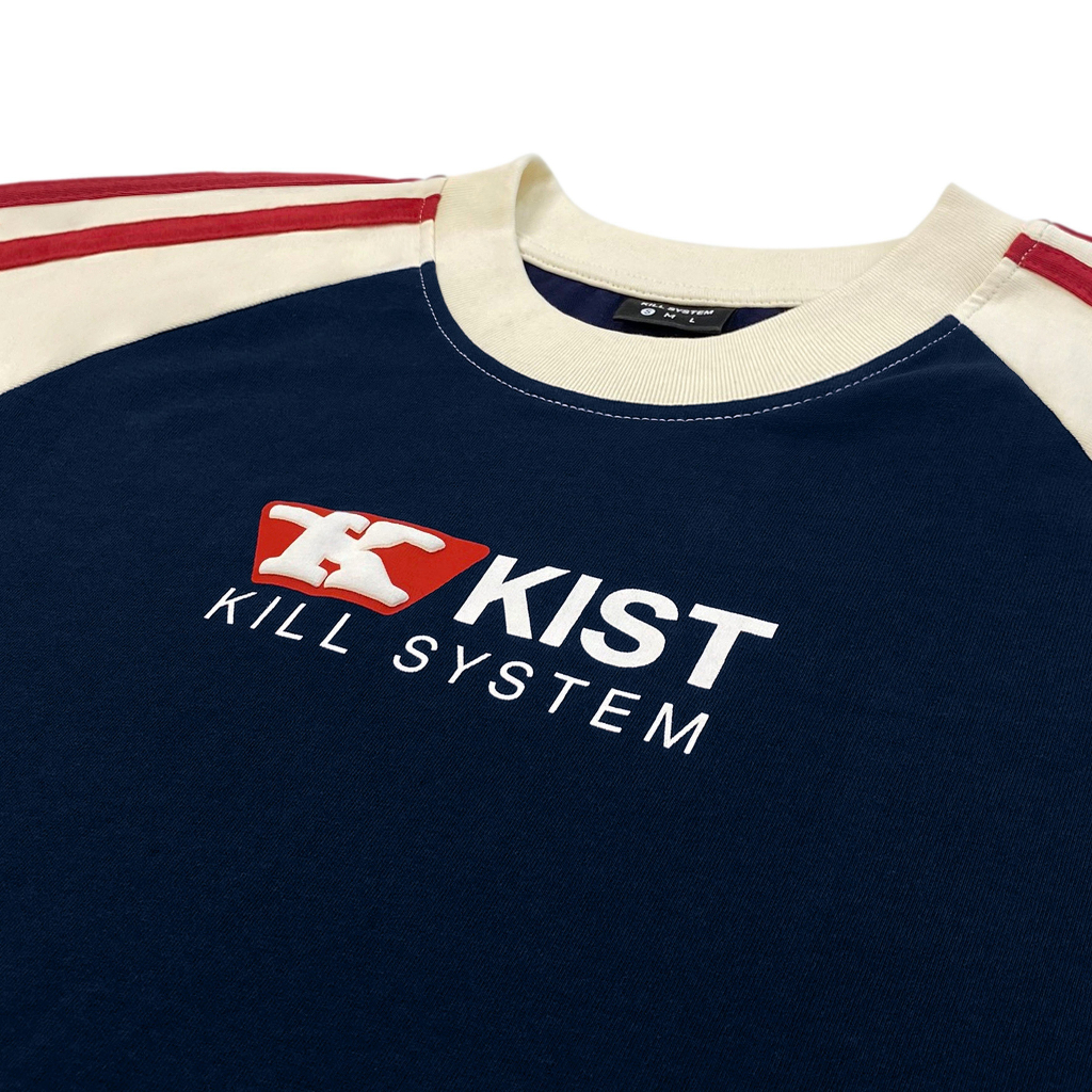 Áo thun Kill System form fit Classical màu xanh kem tay ráp lăng chất vải cotton