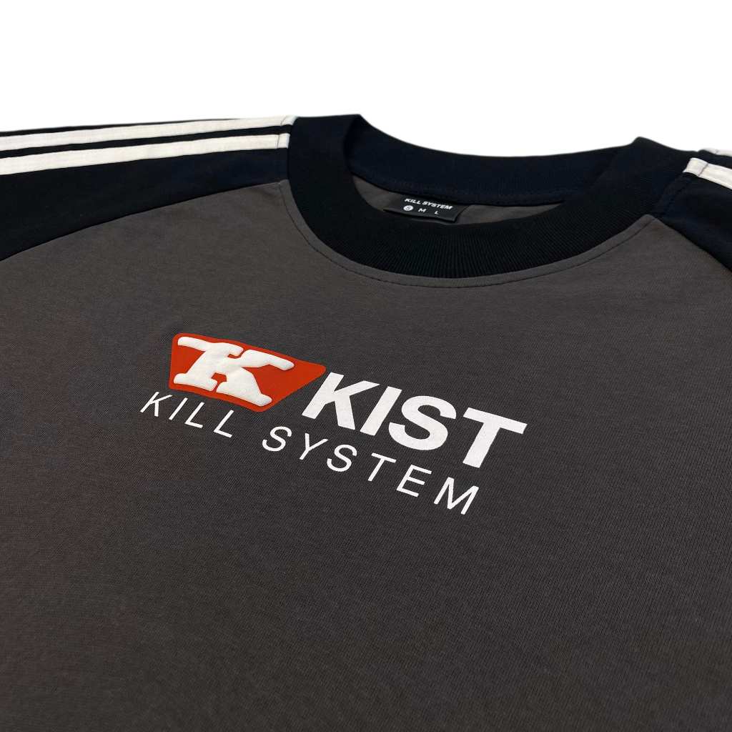 Áo thun Killsystem form fit Classical màu xám tay ráp lăng chất vải cotton