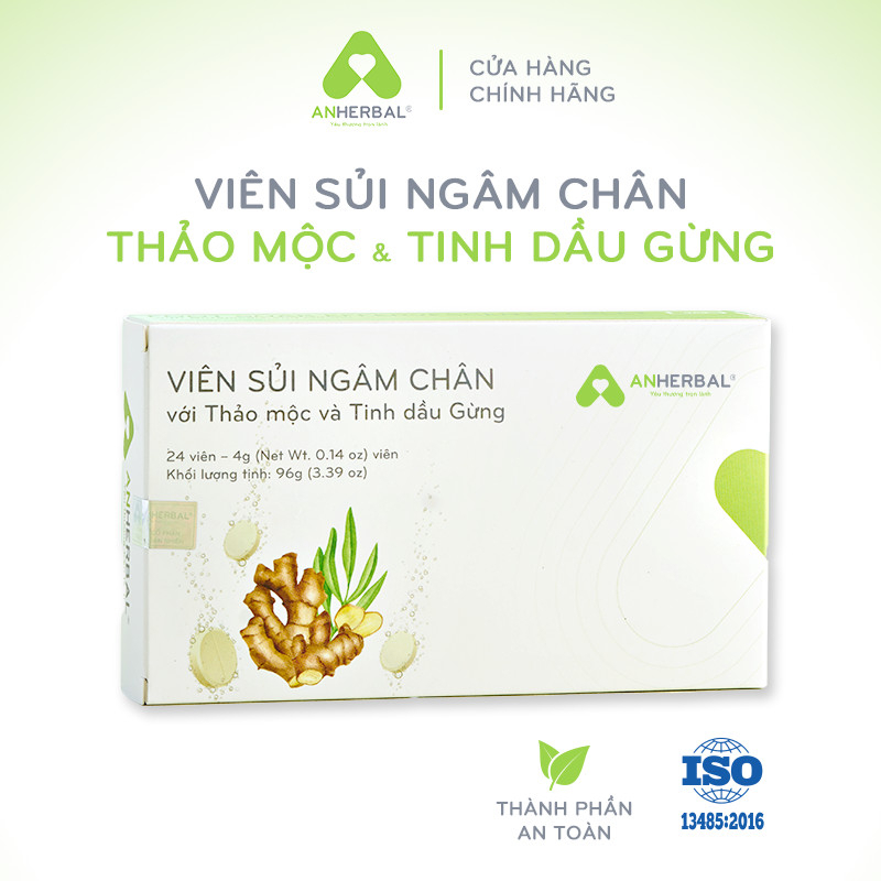 Viên sủi ngâm chân ANHERBAL Thảo mộc và tinh dầu Gừng 24 viên/hộp