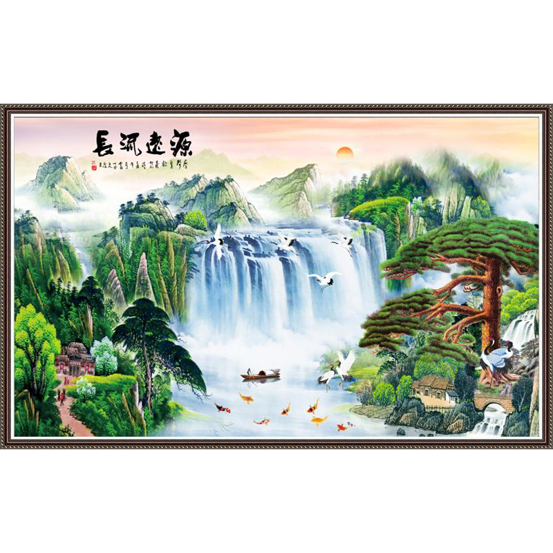 Tranh dán tường Phong cảnh thác nước đẹp GL0946 in PP kim sa nhiều kích thước