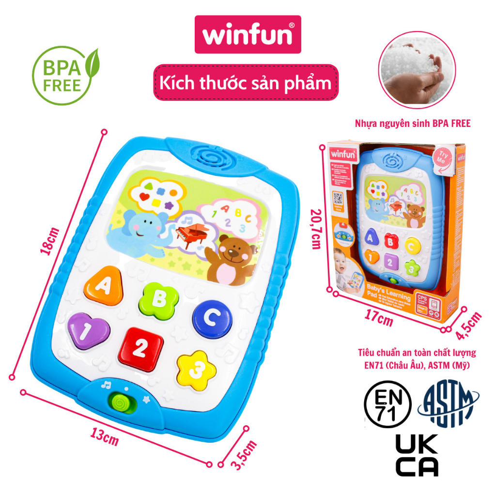 Ipad học chữ cho bé Winfun 0732 - đồ chơi phát triển tư duy cho bé làm quen với số đếm và chữ cái