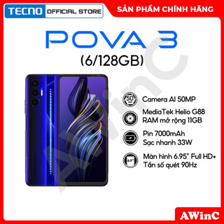 Điện thoại gaming tecno pova 3 /128gb - helio g88 | 7000 mah | sạc nhanh 33w - hàng chính hãng