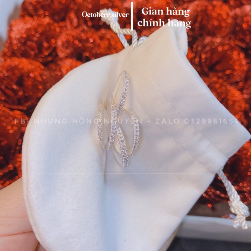 Nhẫn bạc nữ - Nhẫn một hàng đá bạc ta loại dày dặn HNJ