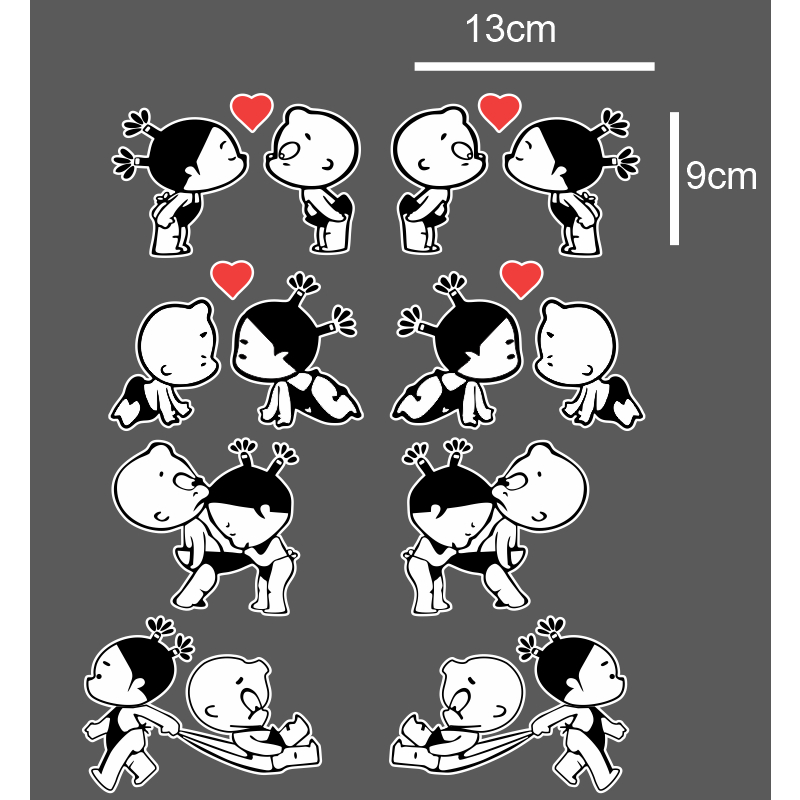 mẫu baby đáng yêu dán mọi màu xe size nhỏ