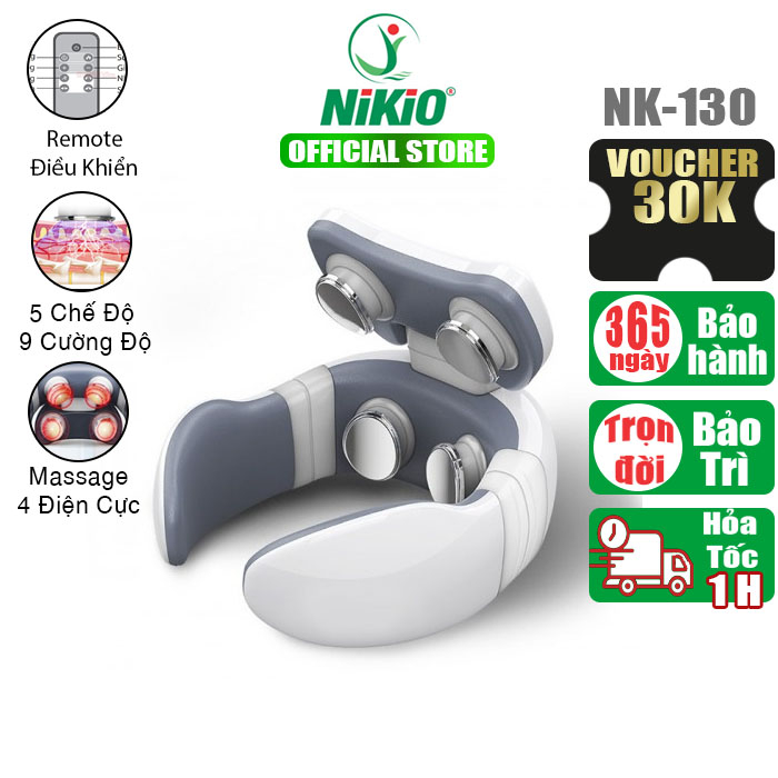 Máy massage cổ xung điện 4D Nikio NK-130 - 5 chế độ, 9 cường độ xung điện giảm đau nhức cổ, gáy
