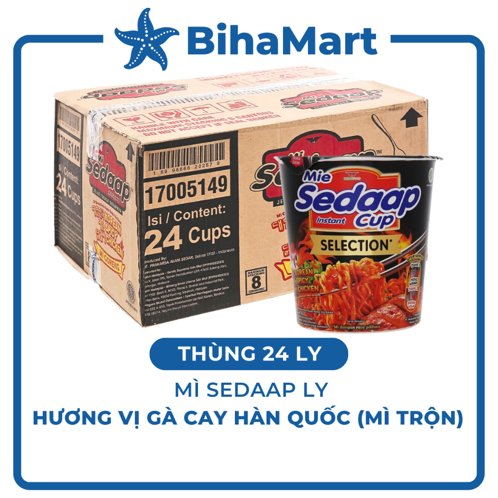 - Mì LY SEDAAP ly đen - Mì Sedaap ly gà cay Hàn Quốc/ Mì trộn Sedaap gà cay Hàn Quốc/ Mì xào Sedaap gà cay