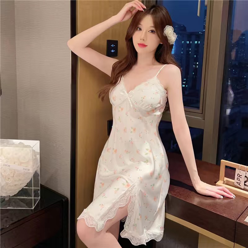 [ORDER] Váy ngủ lụa nơ phối ren sexy nữ tính