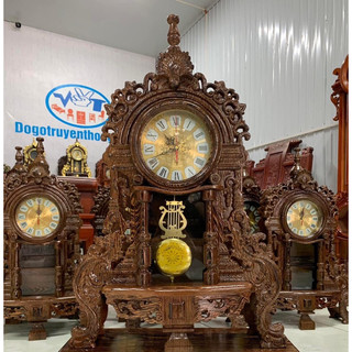 đồng hồ gỗ mun đuôi công