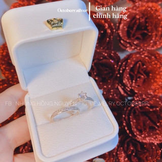 Nhẫn đôi tình yêu MS149 - bạc ta đính đá lấp lánh