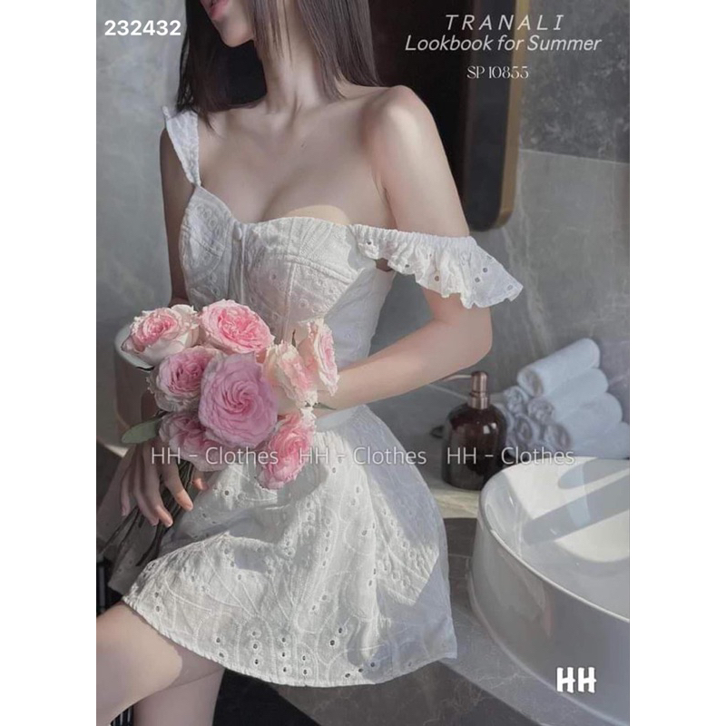 jum giả váy hoa thô thêu cao cấp