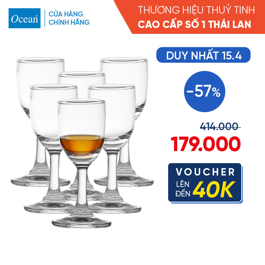 Bộ 6 ly rượu thủy tinh Ocean Classic liqueur 30ml