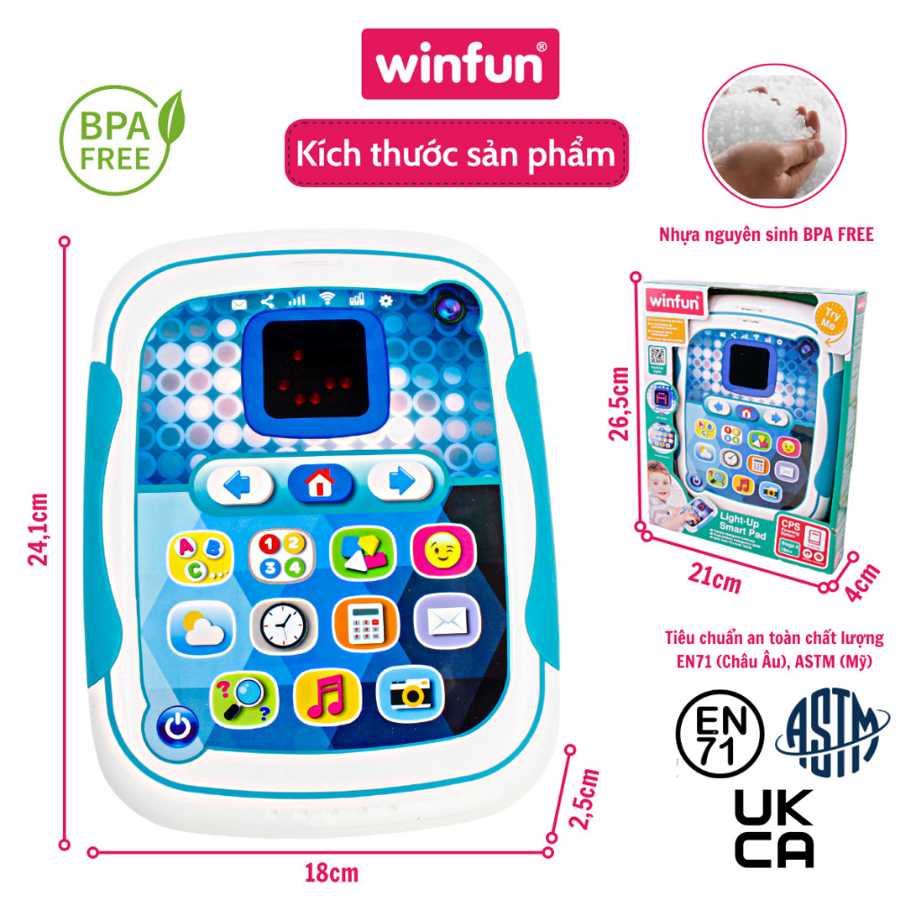 Đồ chơi bảng Ipad hỗ trợ học tập số, chữ cái và nhiều kiến thức thú vị cho bé Winfun WF002272 hàng chính hãng