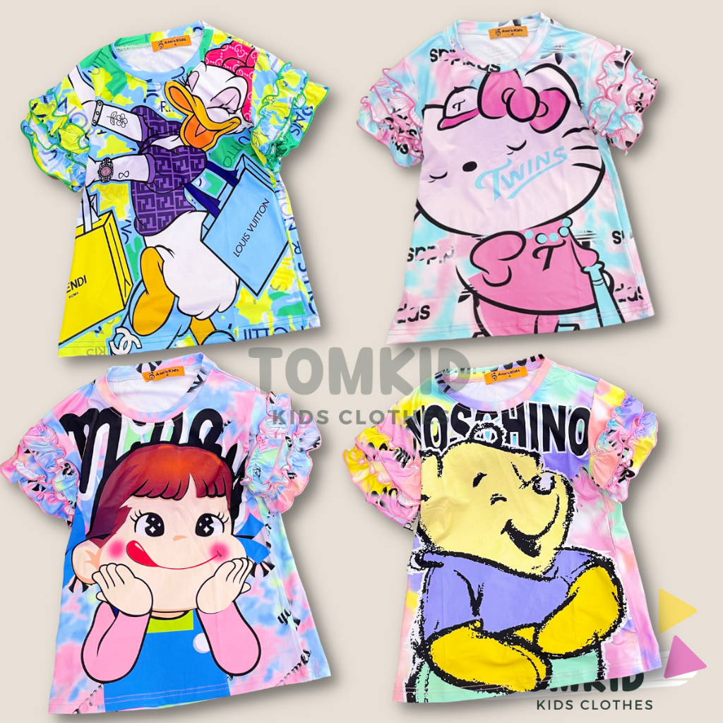 Đầm cho bé gái, set đuôi cá tay phồng bé gái chất thun lạnh 3D chính phẩm dày dặn co giãn thoáng mát 8-23kg Tomkids