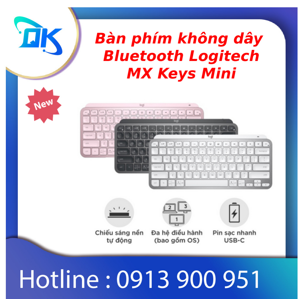 Bàn phím không dây Bluetooth Logitech MX Keys Mini - hàng chính hãng bảo hành 12 tháng