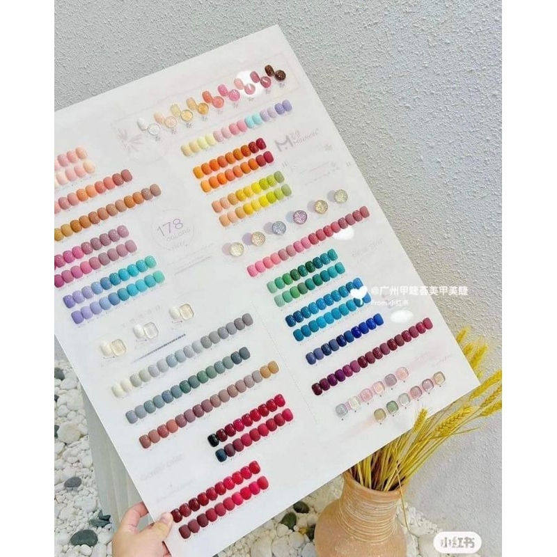 Sét sơn gel Hàn 178 chai 2 bảng màu, kệ gỗ trưng bảng màu , Base , top bóng đi kèm