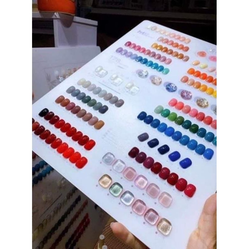 Sét sơn gel Hàn 178 chai 2 bảng màu, kệ gỗ trưng bảng màu , Base , top bóng đi kèm