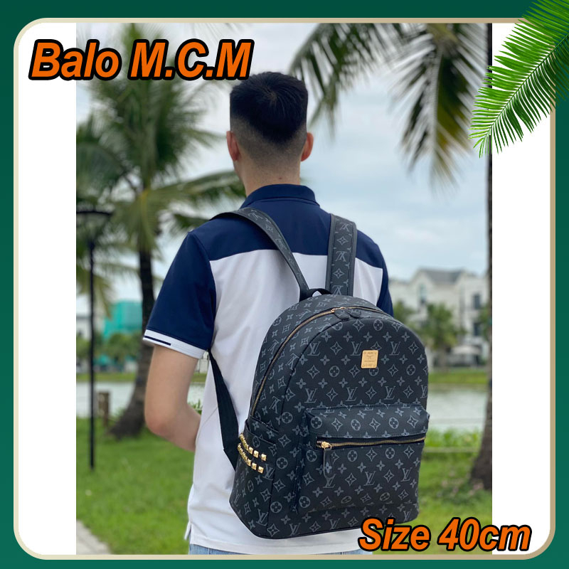 Balo MCM Unisex da PU phong cách Hàn Quốc Size 40cm
