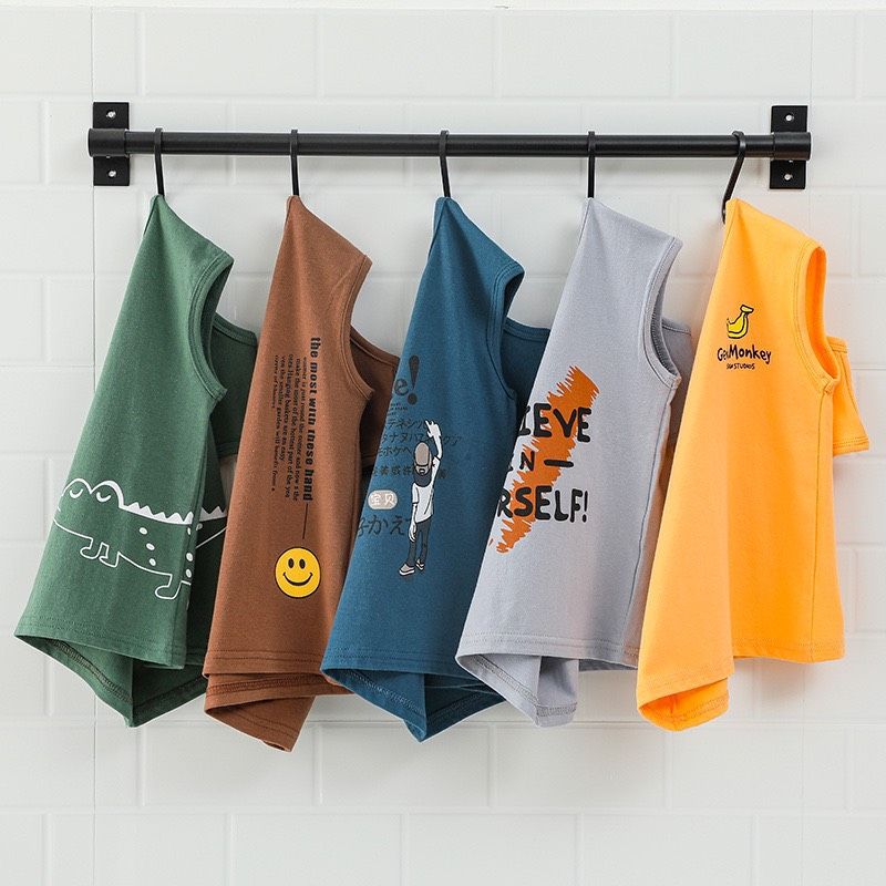 Áo sát nách cotton cho bé trai 10-25kg, bộ sưu tập áo ba lỗ mới nhất mùa hè 2023, chất liệu cotton mềm MS 23.042-PITUPI