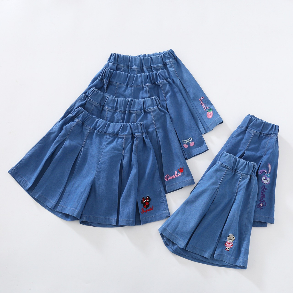 Quần bò giấy ống rộng giả váy siêu xinh cho bé sz 11-28kg (100-140), chất liệu jean giấy mềm cao cấp MS 23.043-PITUPI