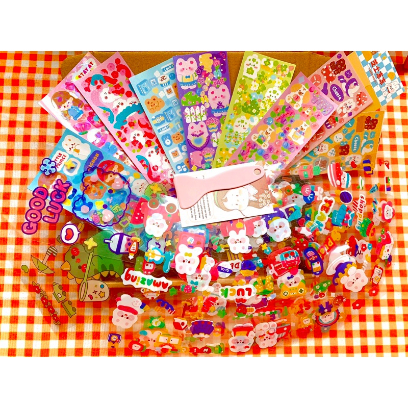 Combo mix 20 tấm sticker dài kèm xẻng nhựa