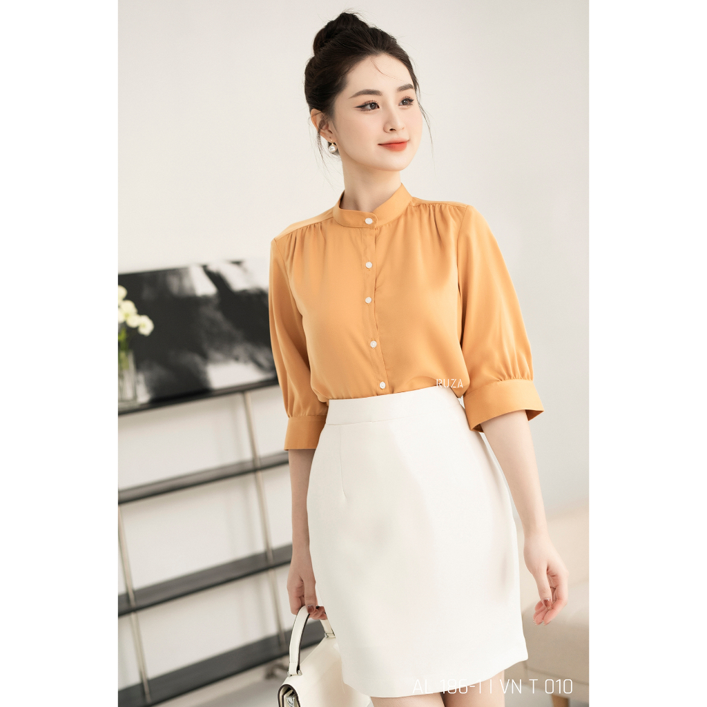 Áo sơ mi tay dài RUZA kiểu hoạ tiết đa dạng thiết kế dáng công sở thời trang AL 186