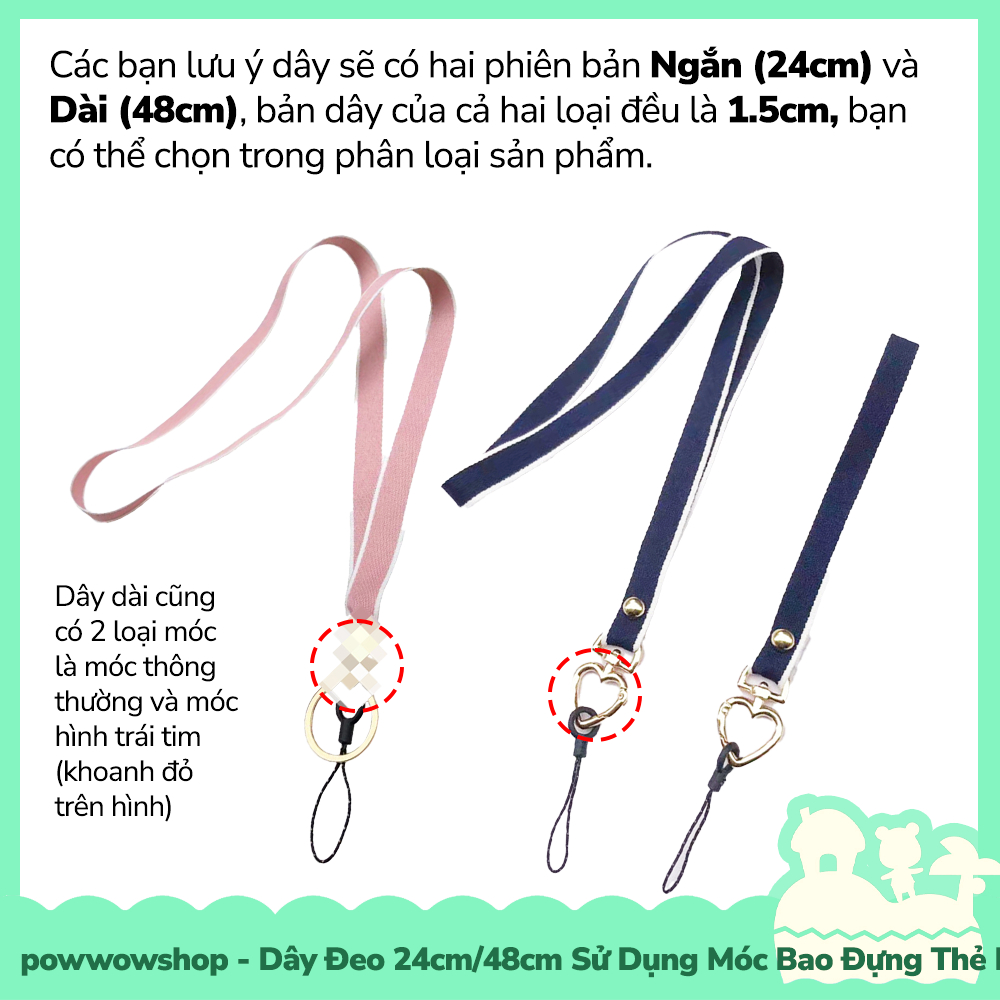[Sẵn VN - Hỏa Tốc] Dây Đeo 24cm/48cm Sử Dụng Để Móc Vào Bao Đựng Thẻ Nhân Viên / Buộc Vào Điện Thoại Heart Colorful