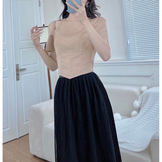Meet - Áo Khoét Vai Thanh Lịch Nude/Đen