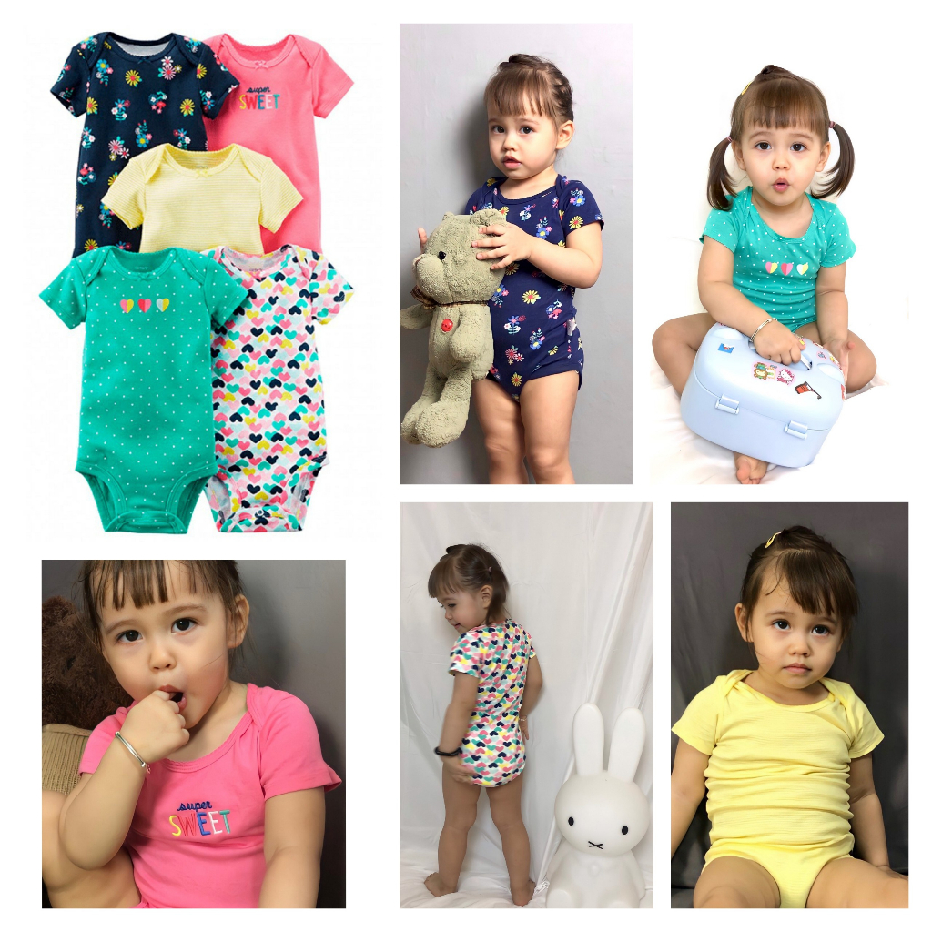 Set 5 bodysuit bé gái xuất dư Carter's .. Màu sắc đẹp, form đẹp, mềm mịn và thấm hút mồ hôi tuyệt đối ( 0-24m)
