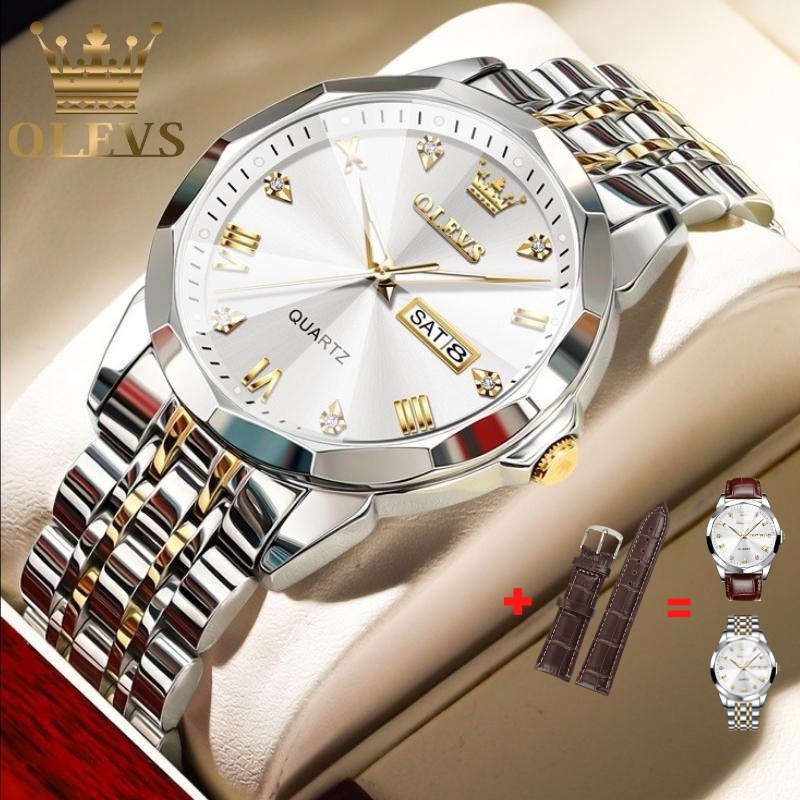 Đồng Hồ Nam Chính Hãng OLEVS 9931 Dây Đeo Bằng Thép Không Gỉ Mặt Kính Sapphire Hình Thoi