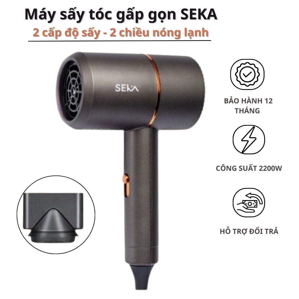 Máy sấy tóc Seka công suất lớn 2200W phù hợp cho cả gia đình - Bảo hành  1 đổi 1