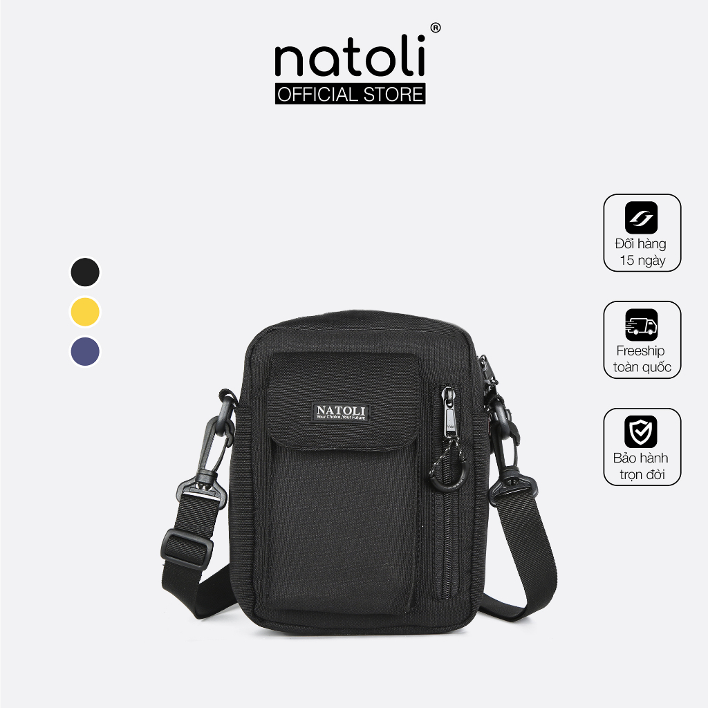 Túi đeo chéo nam nữ thương hiệu NATOLI chất vải canvas đi học đi chơi cá tính basic nhỏ gọn - Street Crossbag T1